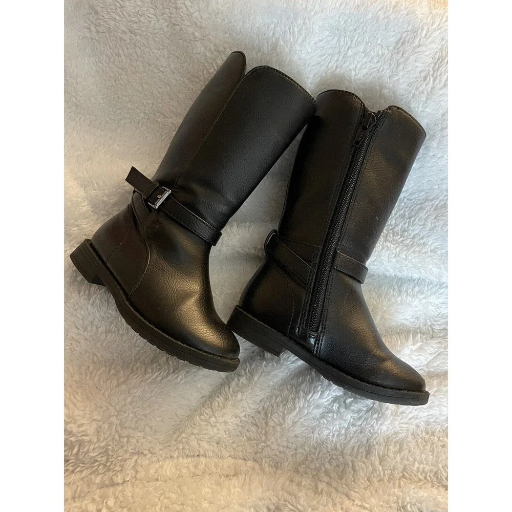 Children’s Place Girls Size 6Boots Tall Black High Zipper Low Heel Shoes